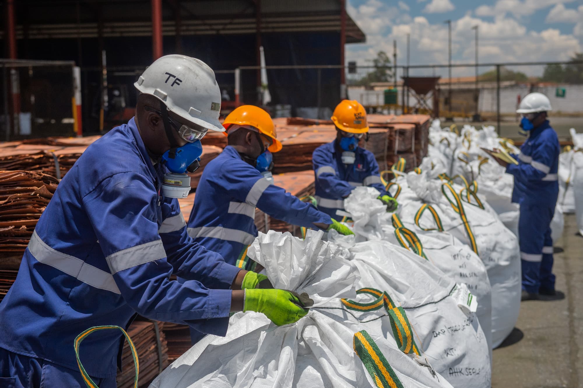 Employees quality checking parcels